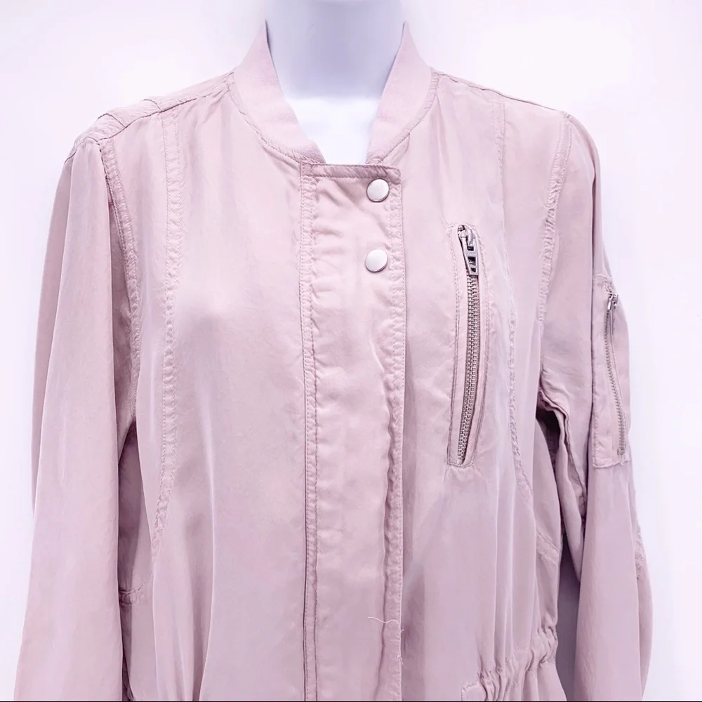 Blank NYC Mauve Long Rayon Zipped Jacket Sz Small - Picture 2 of 7